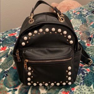 Zara pearl leather small backpack